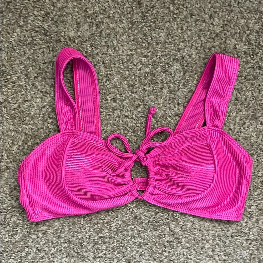 Vibrant Pink Ribbed Bikini Top
